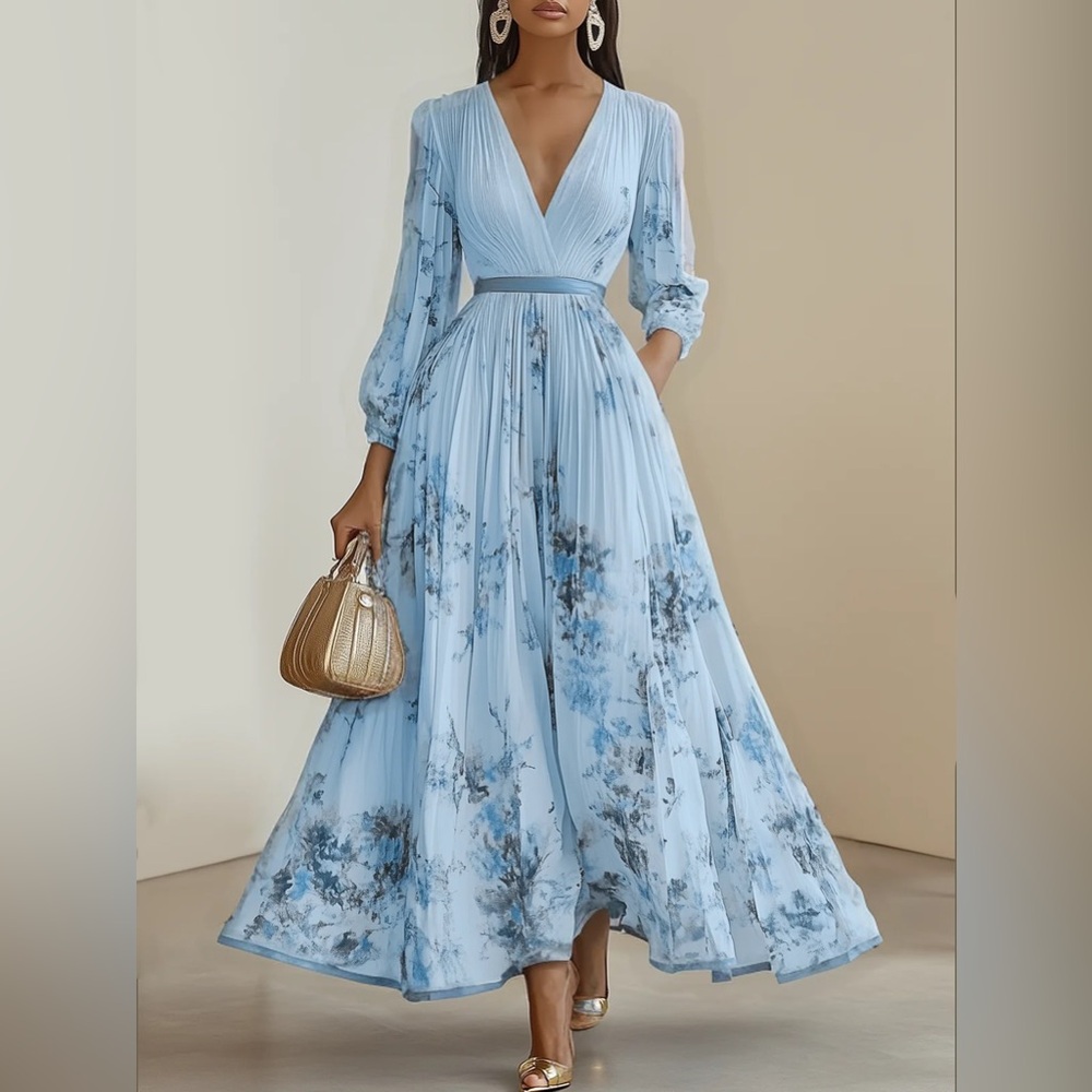 NWT Blue Floral Maxi Dress